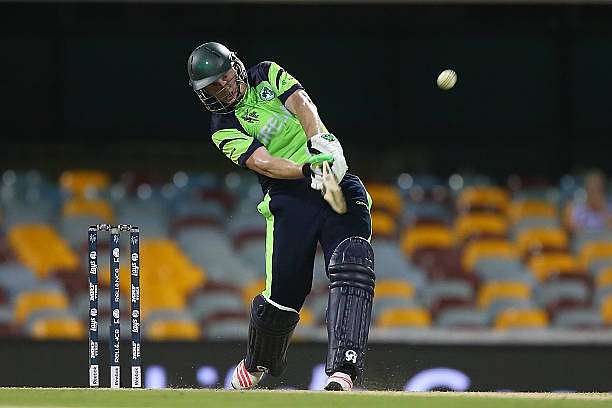 BRISBANE, AUSTRALIA - FEBRUARY 25: Kevin O'Brien of Ireland bats during the 2015 ICC Cricket World Cup match between Ireland and the United Arab Emirates at The Gabba on February 25, 2015 in Brisbane, Australia. (Photo by Chris Hyde/Getty Images)